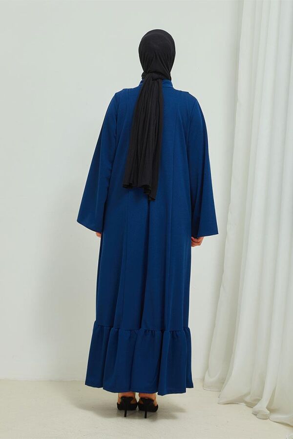 Fırfır Detaylı Tesettür Elbise Abaya BRC11M01 Indigo - 6