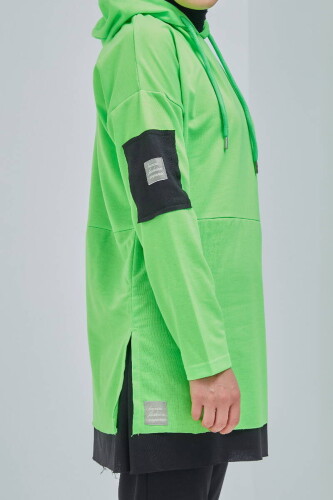 Pamuklu Tunik Pantolon Eşofman Takım TRN2030 Neon Yeşili - 6