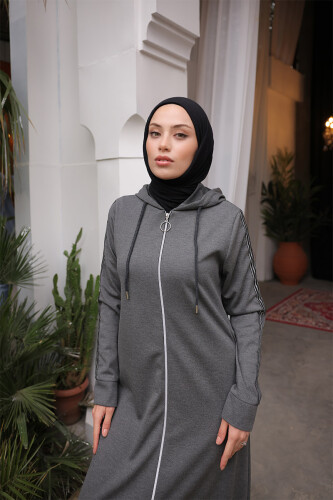 Unlined - Abaya -BTS0008 - Anthracite - 2