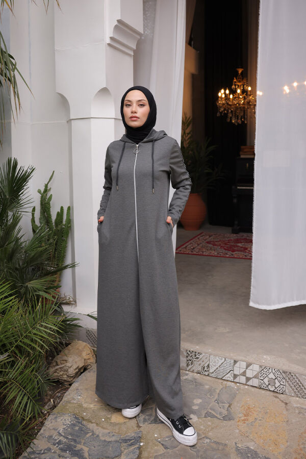 Unlined - Abaya -BTS0008 - Anthracite - 5